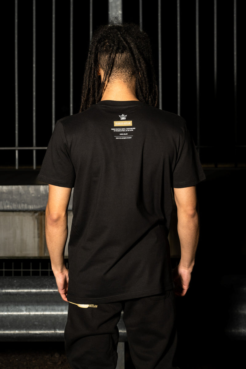 Fearless Outlaw The Gold Collection : Graffiti T-Shirt - Black/Gold