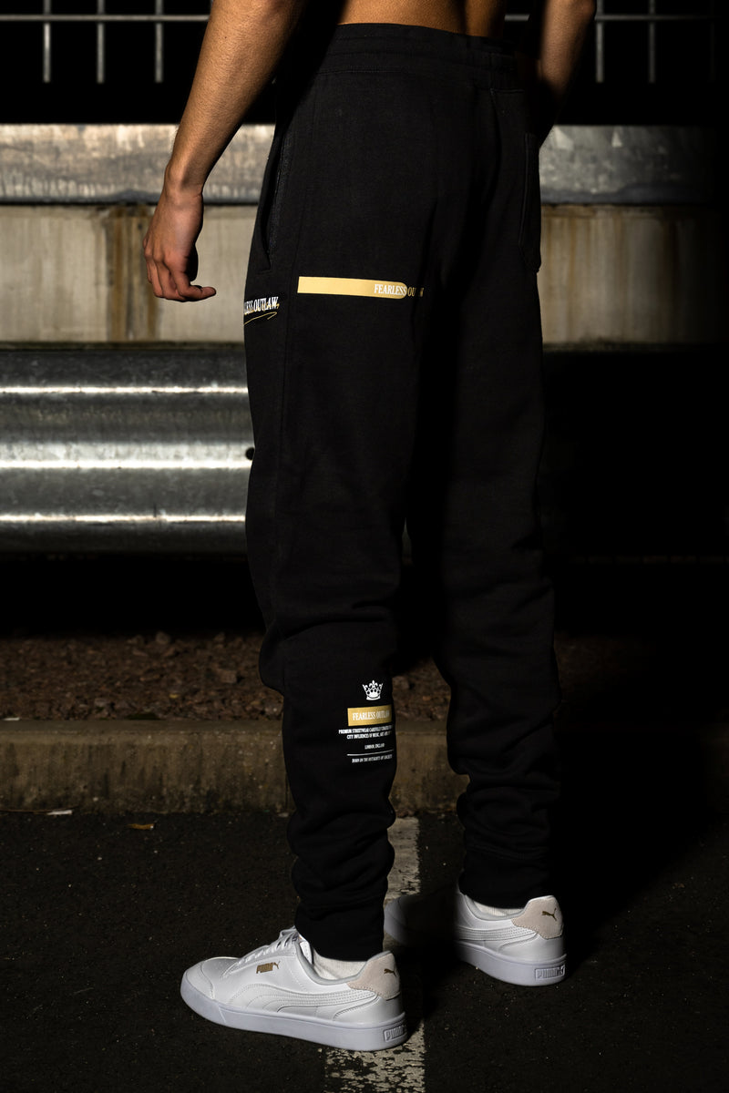 Fearless Outlaw The Gold Collection : Graffiti Sweatpants - Black/Gold