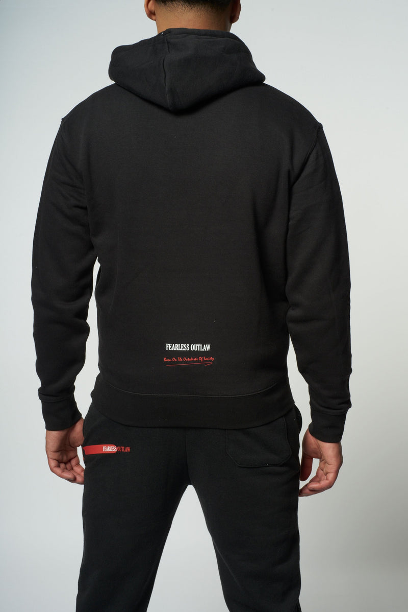 Fearless Outlaw Graffiti Hoodie Tracksuit - Black/Red