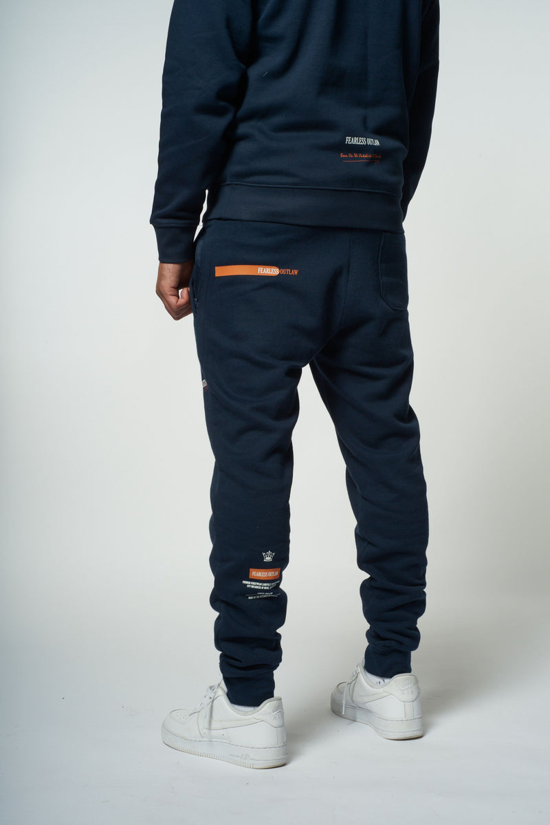 Fearless Outlaw Graffiti Sweatpants - Navy/Orange