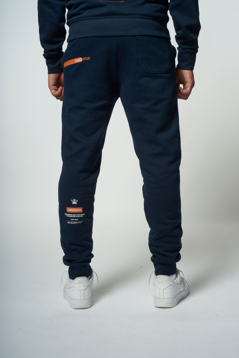 Fearless Outlaw Graffiti Sweatpants - Navy/Orange