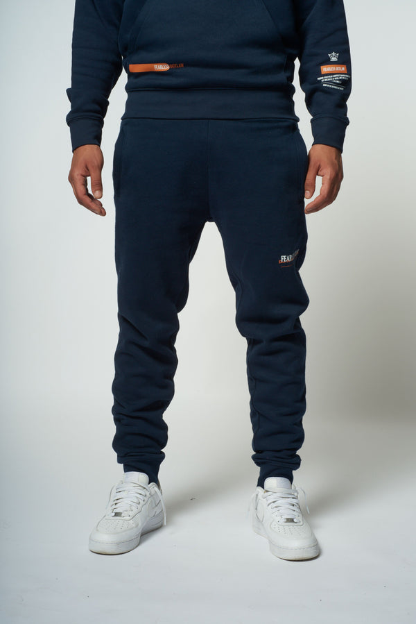 Fearless Outlaw Graffiti Sweatpants - Navy/Orange