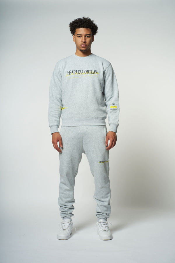 Fearless Outlaw Graffiti Sweater - Grey/Yellow