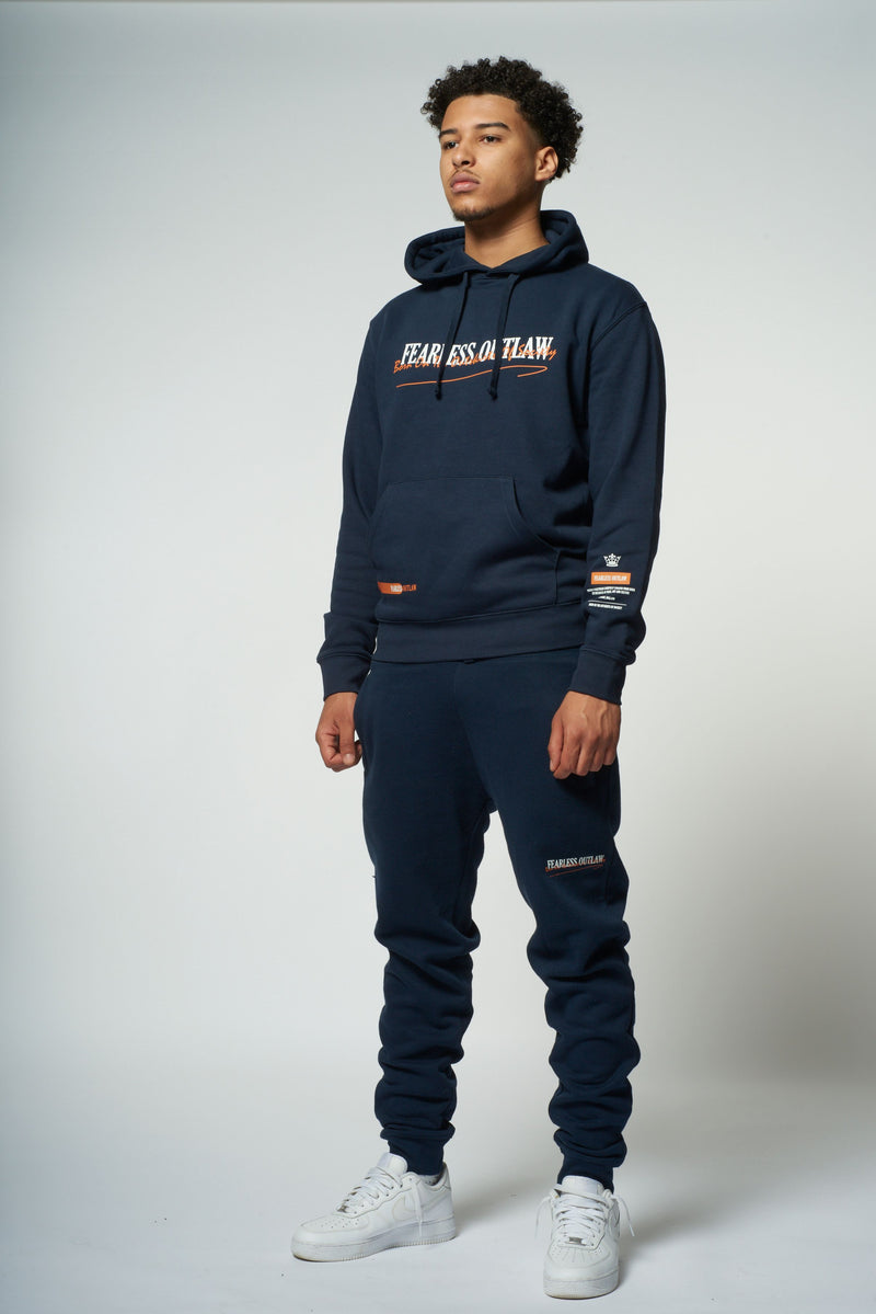 Fearless Outlaw Graffiti Sweatpants - Navy/Orange