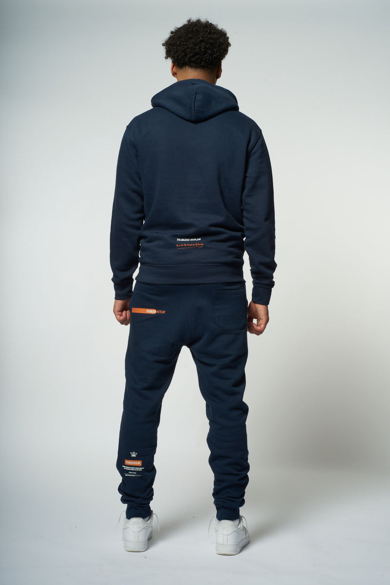 Fearless Outlaw Graffiti Sweatpants - Navy/Orange