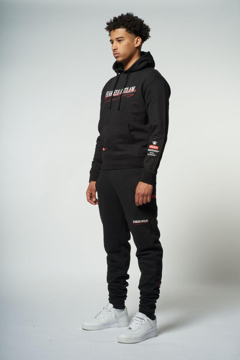 Fearless Outlaw Graffiti Hoodie Tracksuit - Black/Red